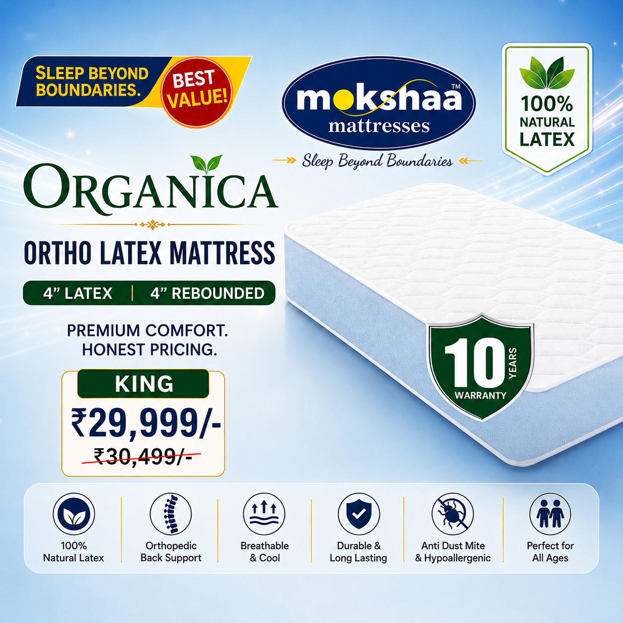 Mokshaa Organica Ortho Latex Mattress King Size