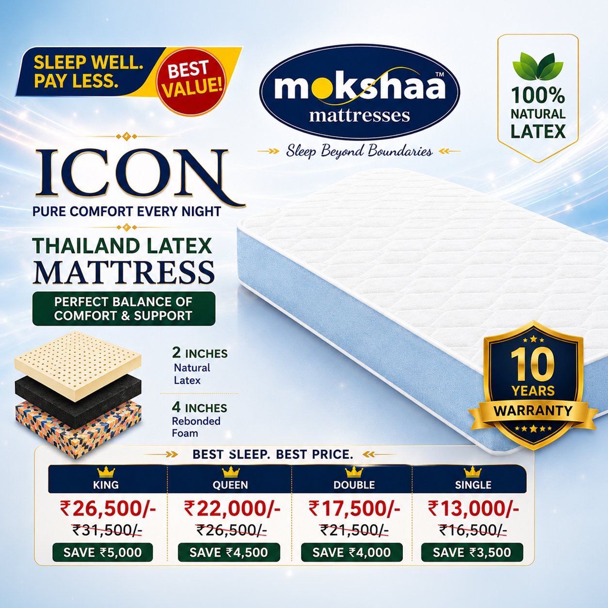 Mokshaa Thailand Latex Mattress